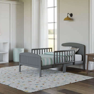 Rack Furniture Harrisburg Solid Wood Toddler Kids Bed with Side Rails, Earl Grey