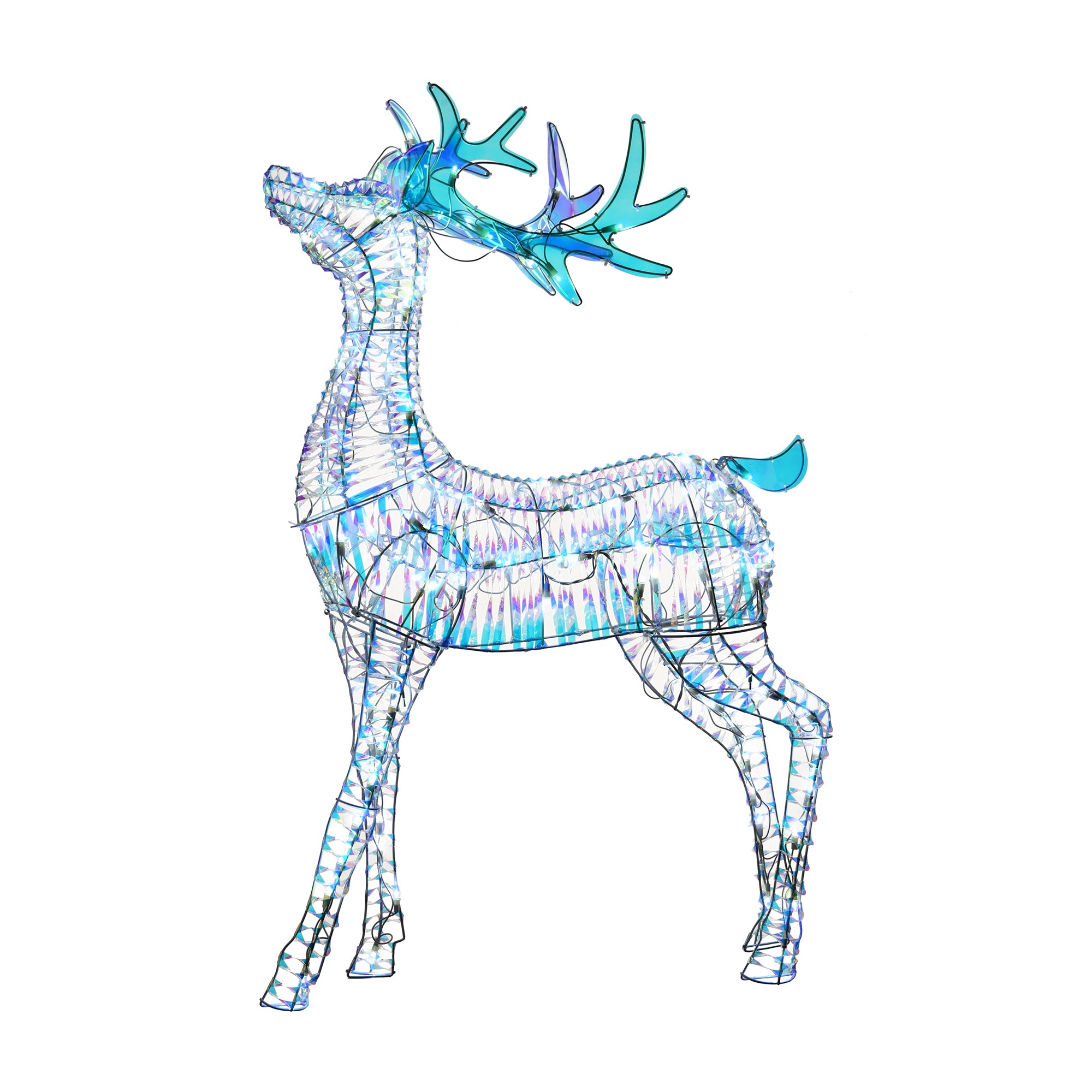 National Tree Company Iridescent 105 LED Lights Reindeer Decoration with Snowman - VMInnovations