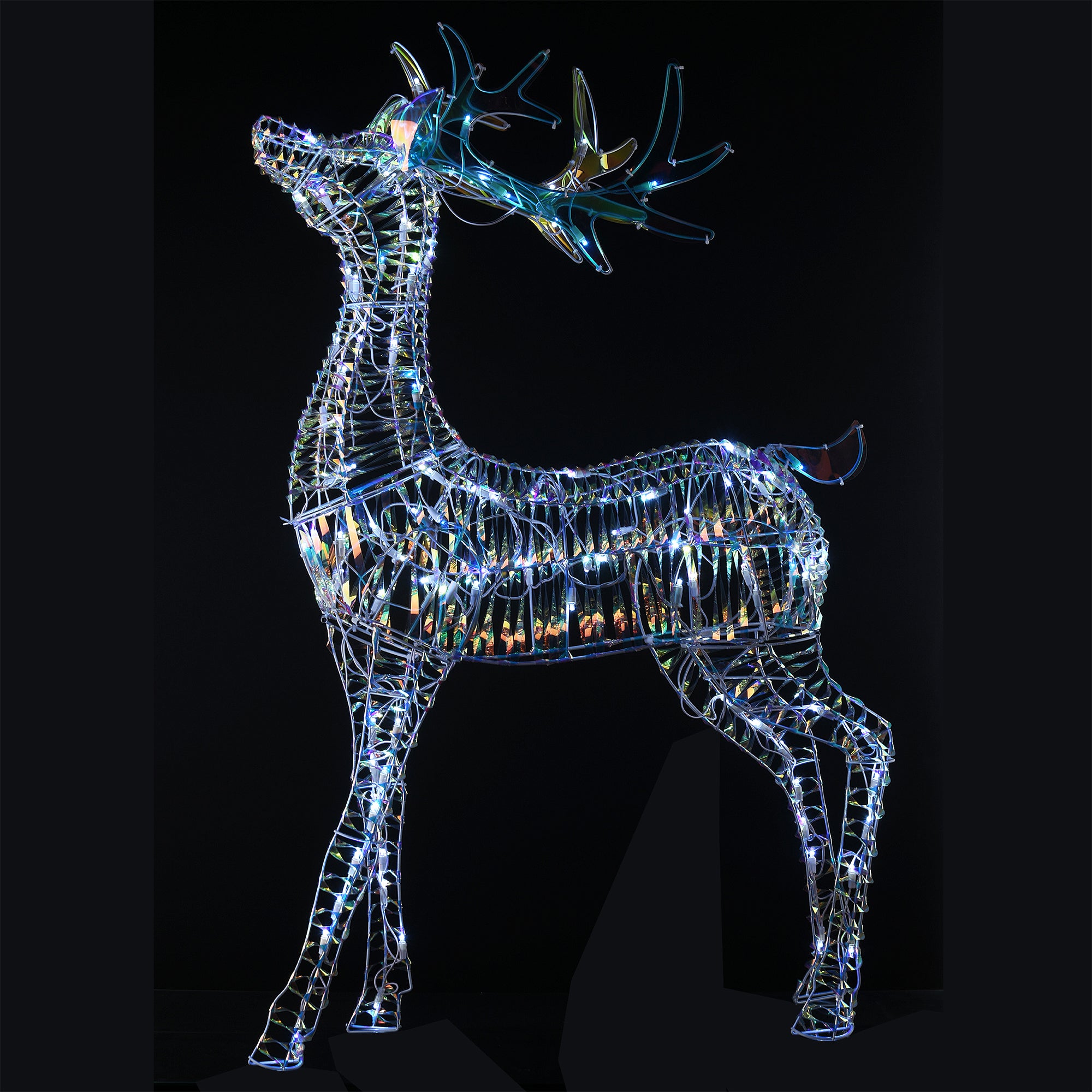 National Tree Company Iridescent 105 LED Lights Santa's Sleigh Decor w/ Reindeer - VMInnovations