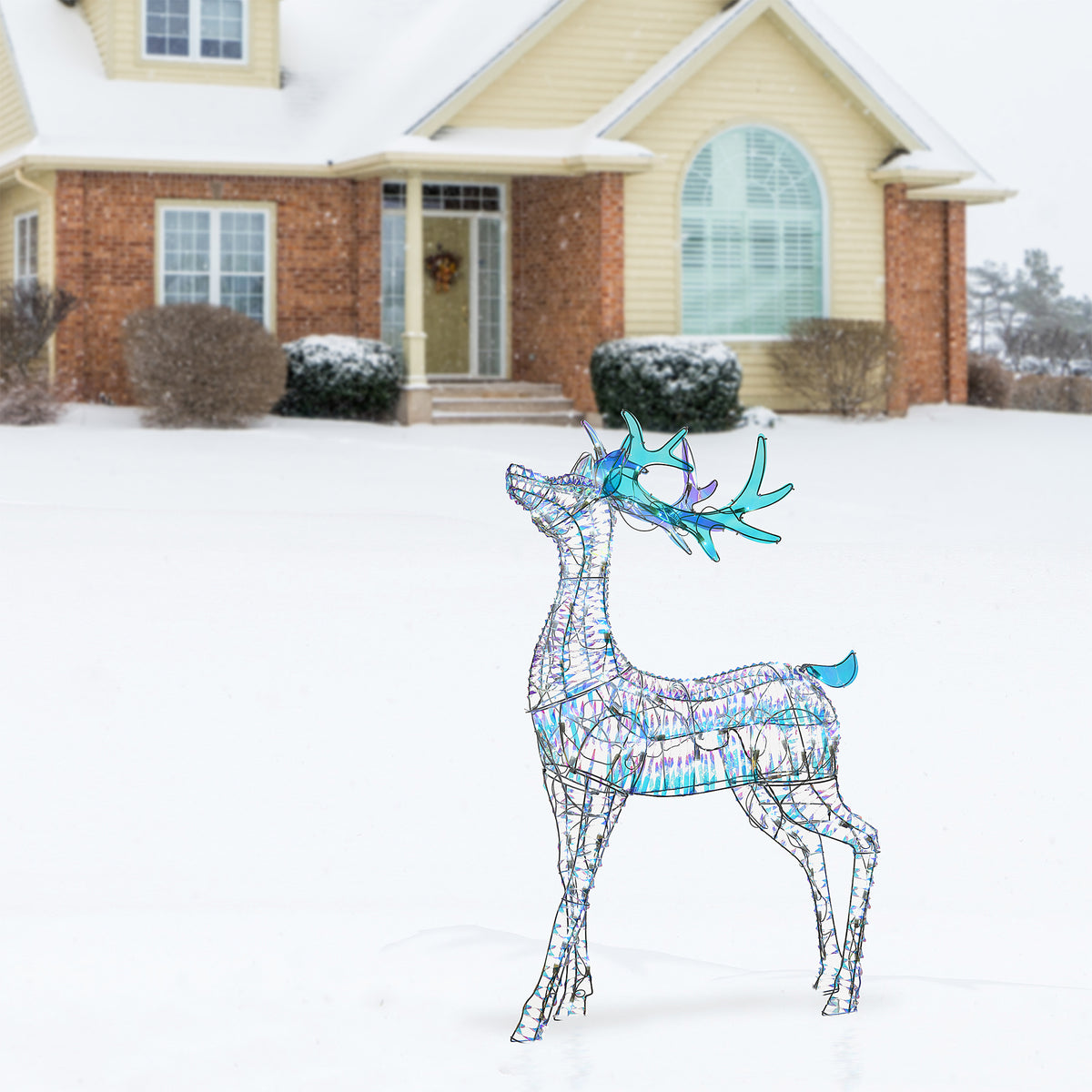 National Tree Company Iridescent Reindeer Decoration w/ 105 LED Lights (2 Pack)