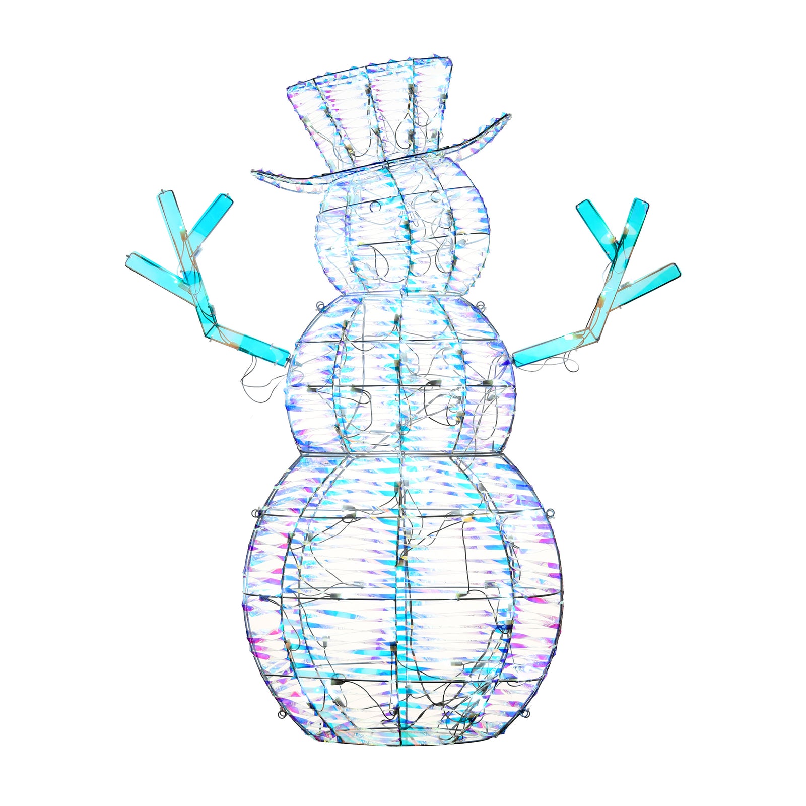 National Tree Company 48" Iridescent Snowman Decoration with 105 LEDs (Open Box) - VMInnovations