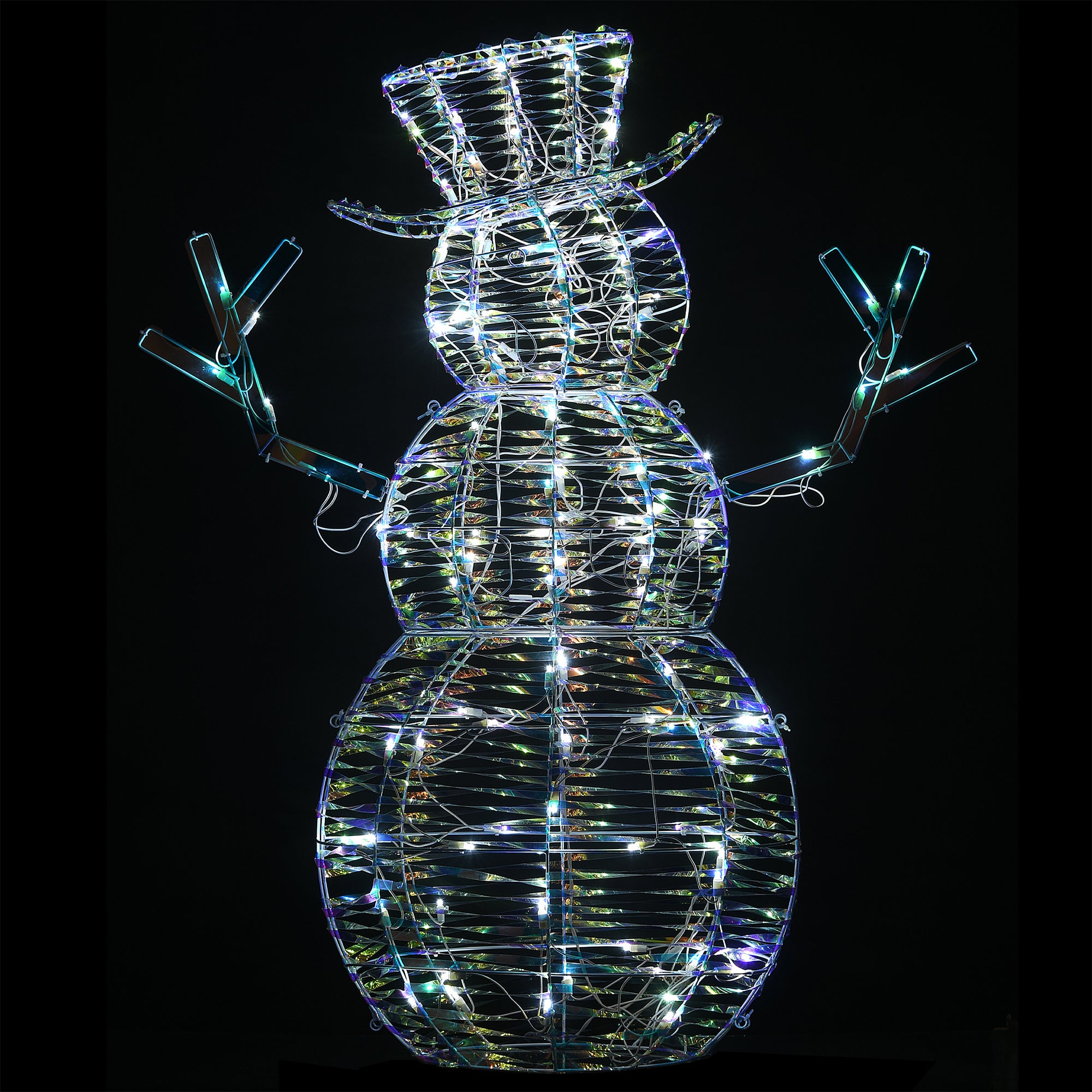 National Tree Company 48" Iridescent Snowman Decoration with 105 LEDs (Open Box) - VMInnovations