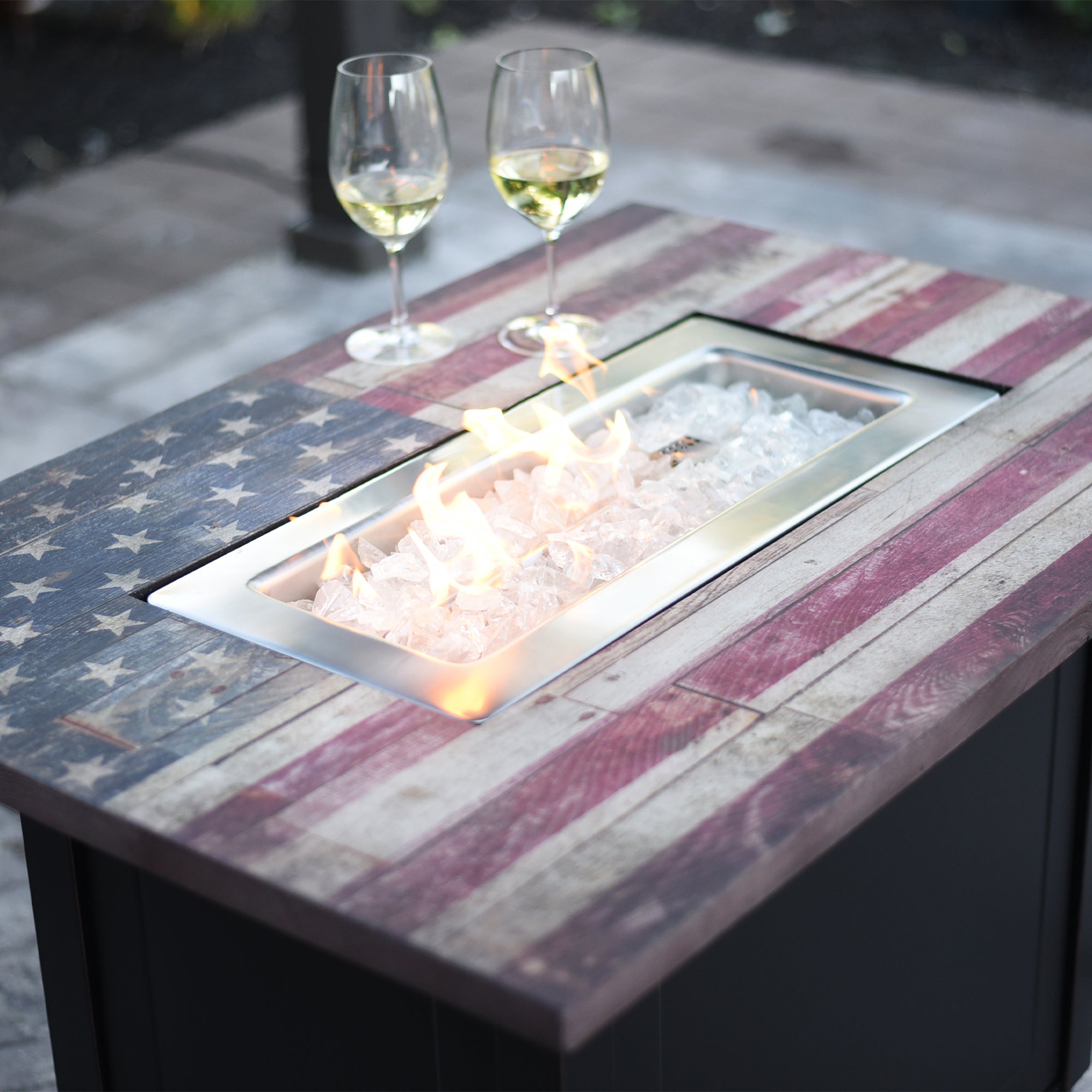 Endless Summer The Americana 40x28 In Rectangular Patio Gas Fire Pit (Open Box) - VMInnovations