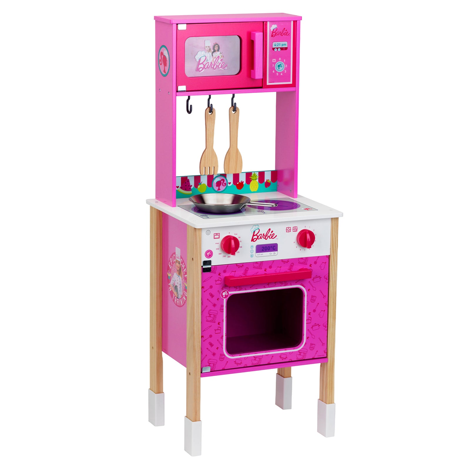 Theo Klein Barbie Epic Chef Wooden Pretend Play Toy Kitchen Playset for Kids 3+ - VMInnovations