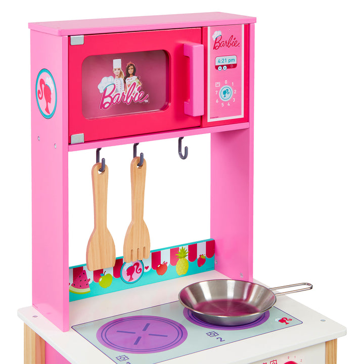 Theo Klein Barbie Epic Chef Wooden Pretend Play Toy Kitchen Playset for Kids 3+