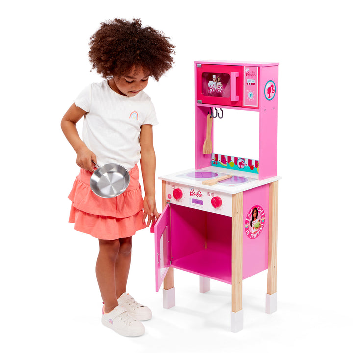 Theo Klein Barbie Epic Chef Wooden Pretend Play Toy Kitchen Playset for Kids 3+