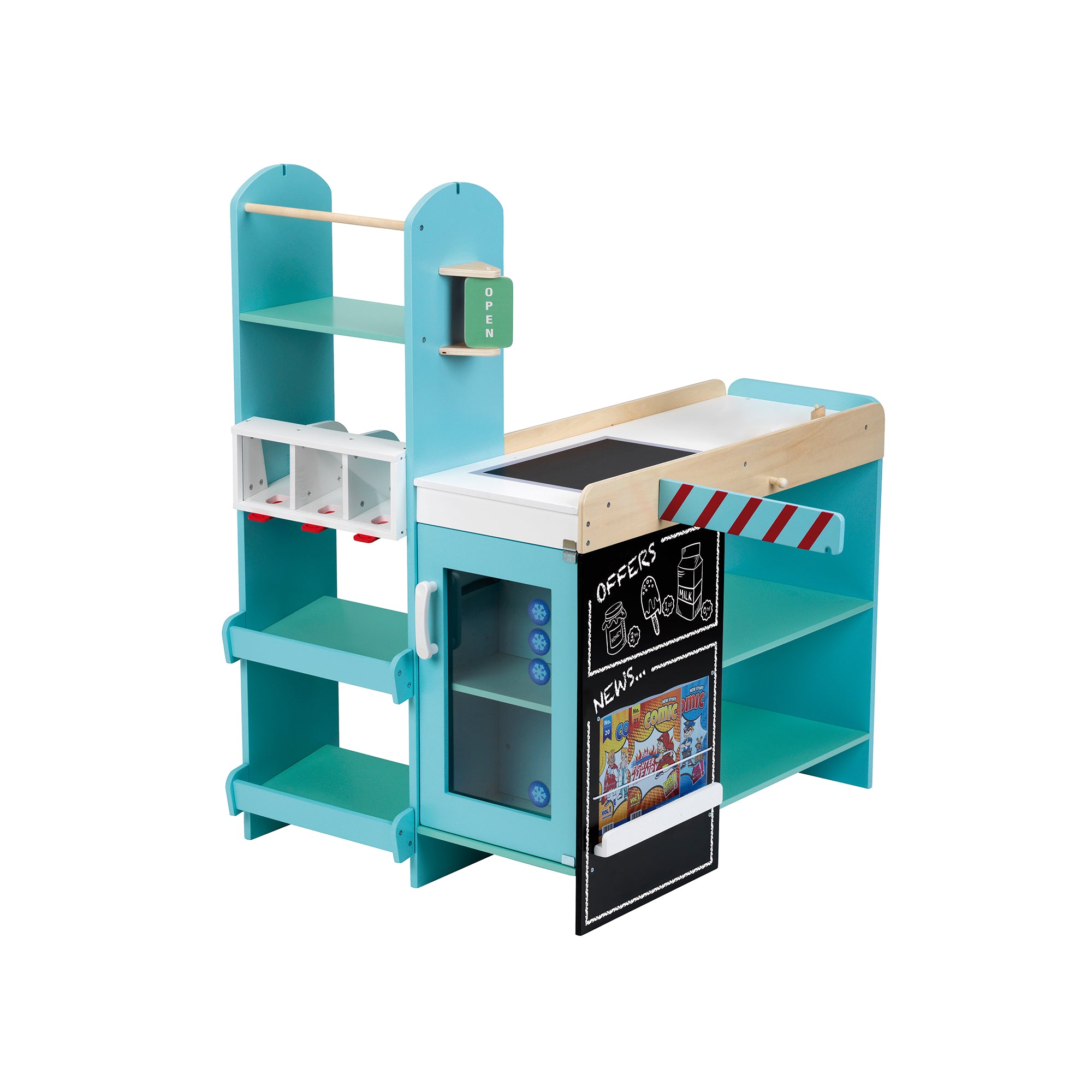 Theo Klein Wooden Supermarket Playset & Grocery Store Cash Register w/ Currency