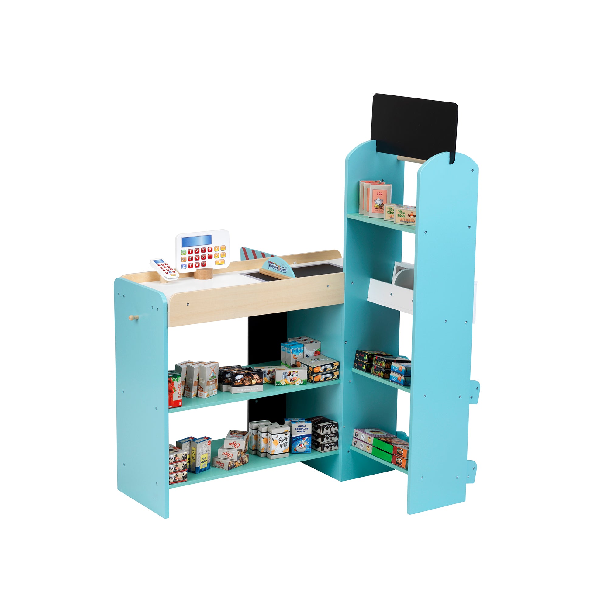 Theo Klein Wooden Supermarket Playset & Grocery Store Cash Register w/ Currency