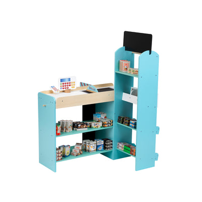 Theo Klein Wooden Supermarket Playset & Grocery Store Cash Register w/ Currency