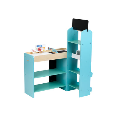 Theo Klein Wooden Supermarket Playset & Grocery Store Cash Register w/ Currency