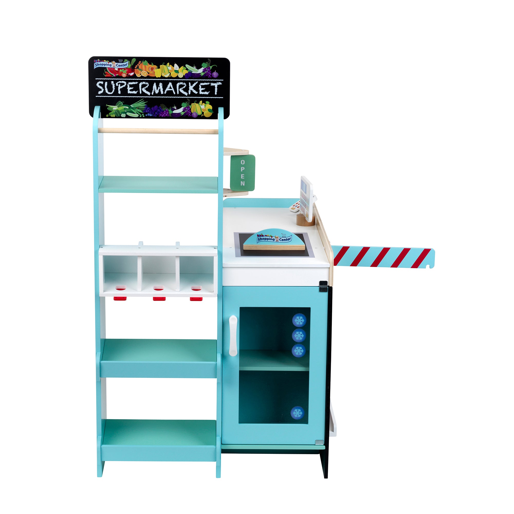 Theo Klein Wooden Supermarket Playset & Grocery Store Cash Register w/ Currency
