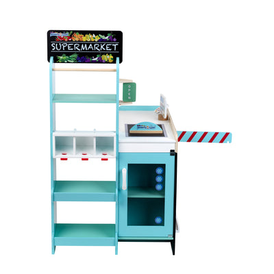 Theo Klein Wooden Supermarket Playset & Grocery Store Cash Register w/ Currency
