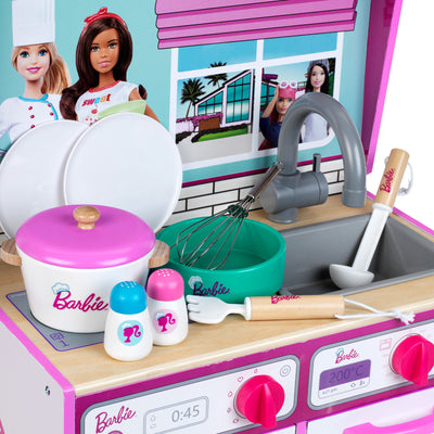 2 In 1 Barbie Pretend Play Toy Kitchen and Dollhouse for Kids 3 & Up (Open Box)