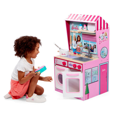 2 In 1 Barbie Pretend Play Toy Kitchen and Dollhouse for Kids 3 & Up (Open Box) - VMInnovations
