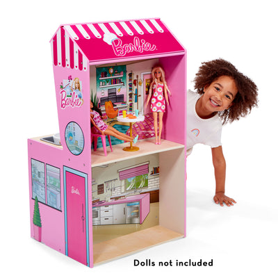 2 In 1 Barbie Pretend Play Toy Kitchen and Dollhouse for Kids 3 & Up (Open Box)