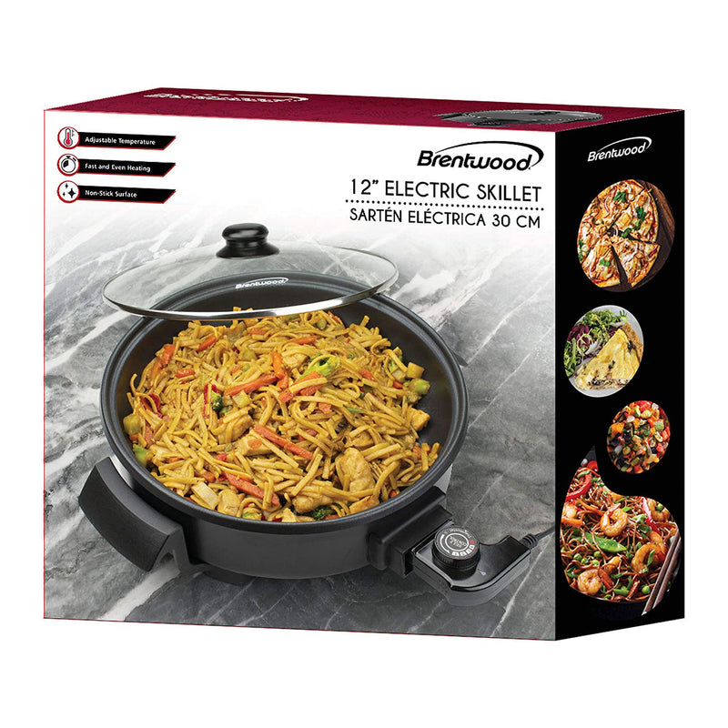 Brentwood Appliances SK-67BK 12 Inch Nonstick Electric Skillet with Glass Lid