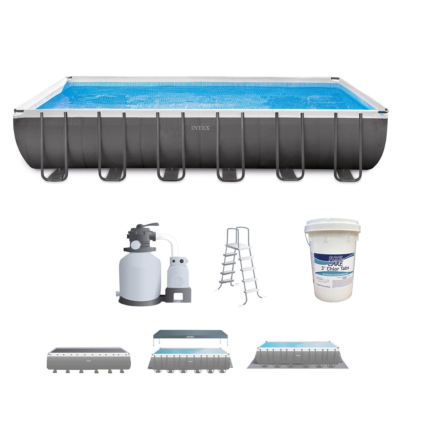 Intex 24 Ft x 12 Ft Ultra XTR Frame Swimming Pool with Pump & Chlorine Tablets