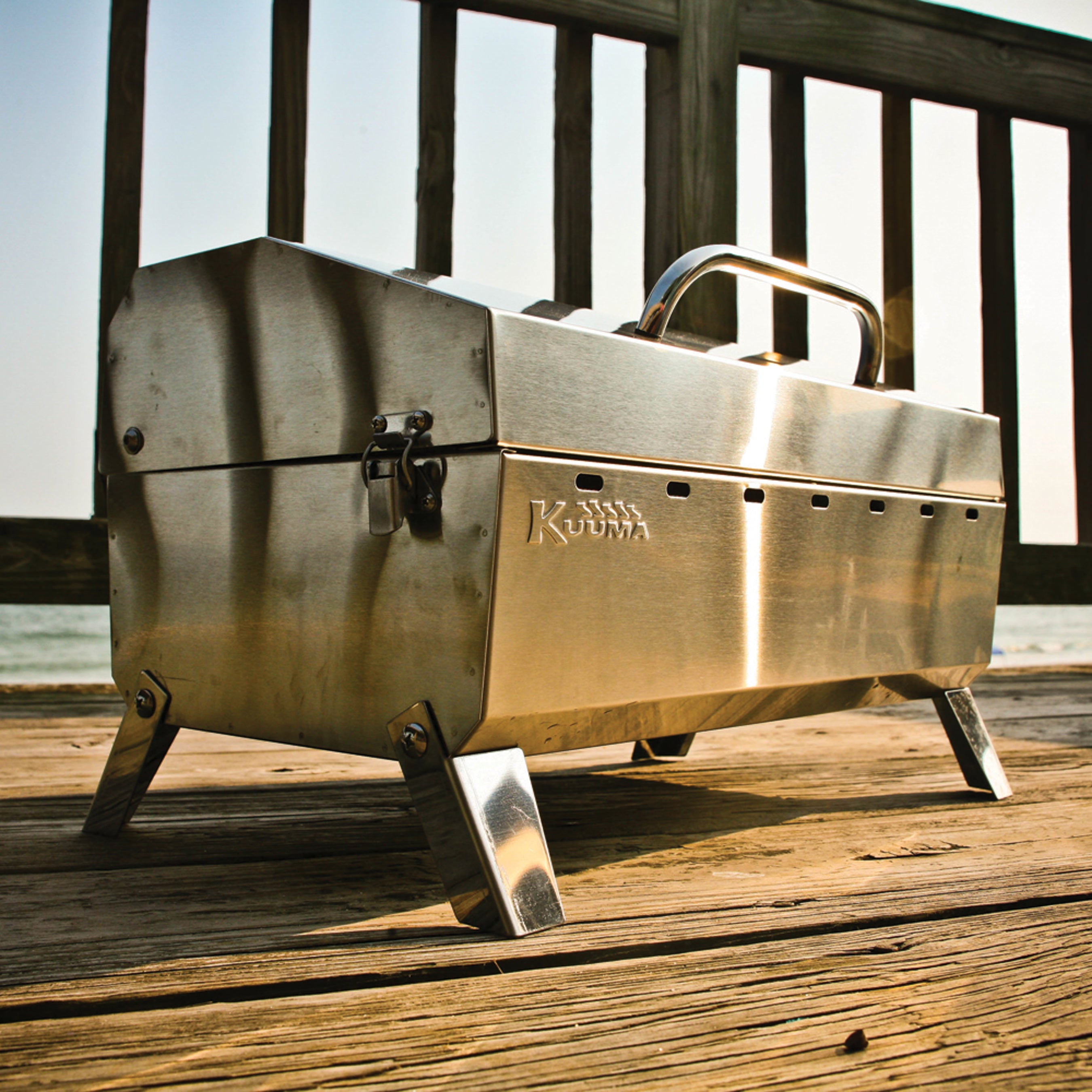 Kuuma Stow N' Go 160 Portable Stainless Steel Charcoal Grill w/ Foldable Legs