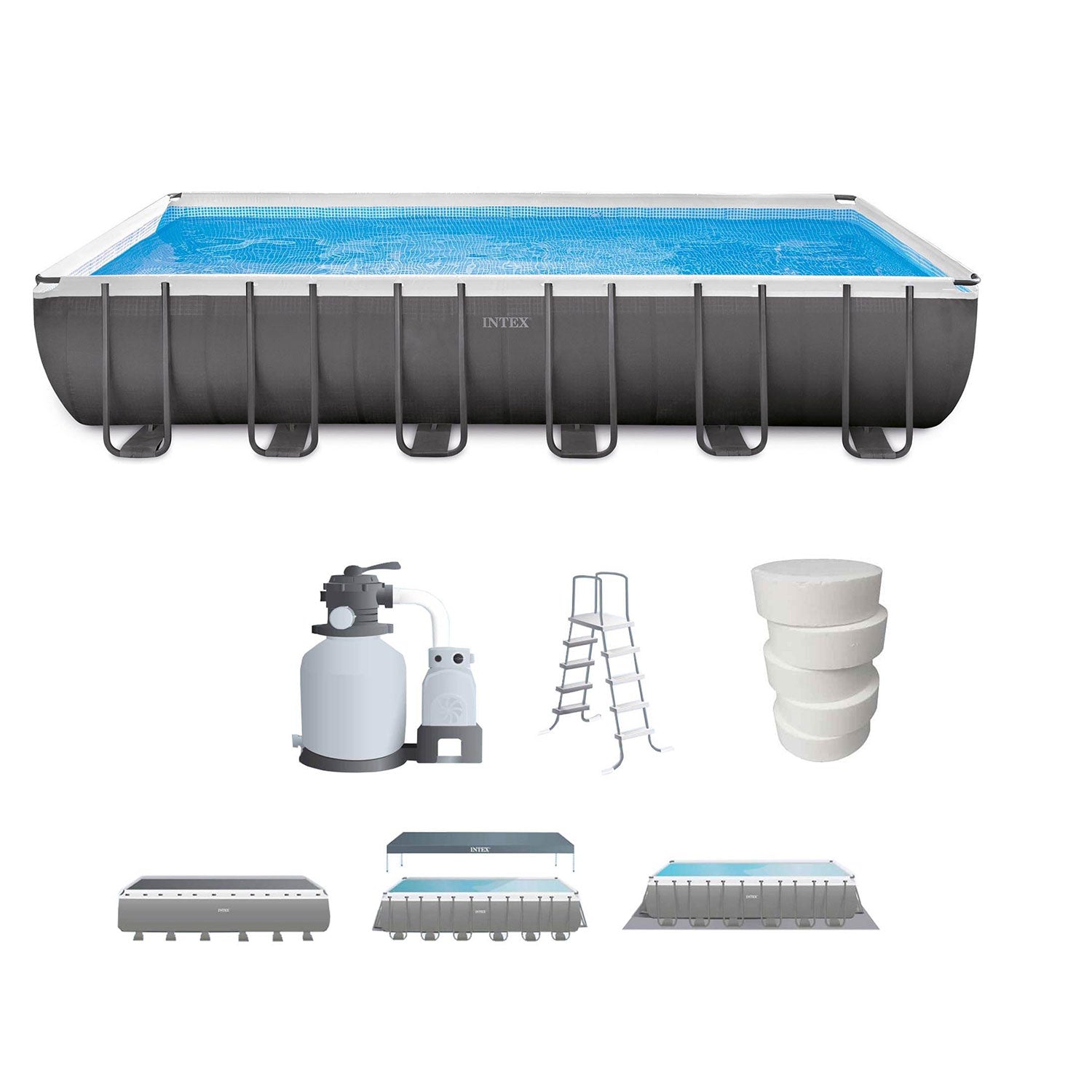 Intex 24 Feet x 12 Feet Ultra XTR Frame Swimming Pool with Pump & Chlorine Tabs
