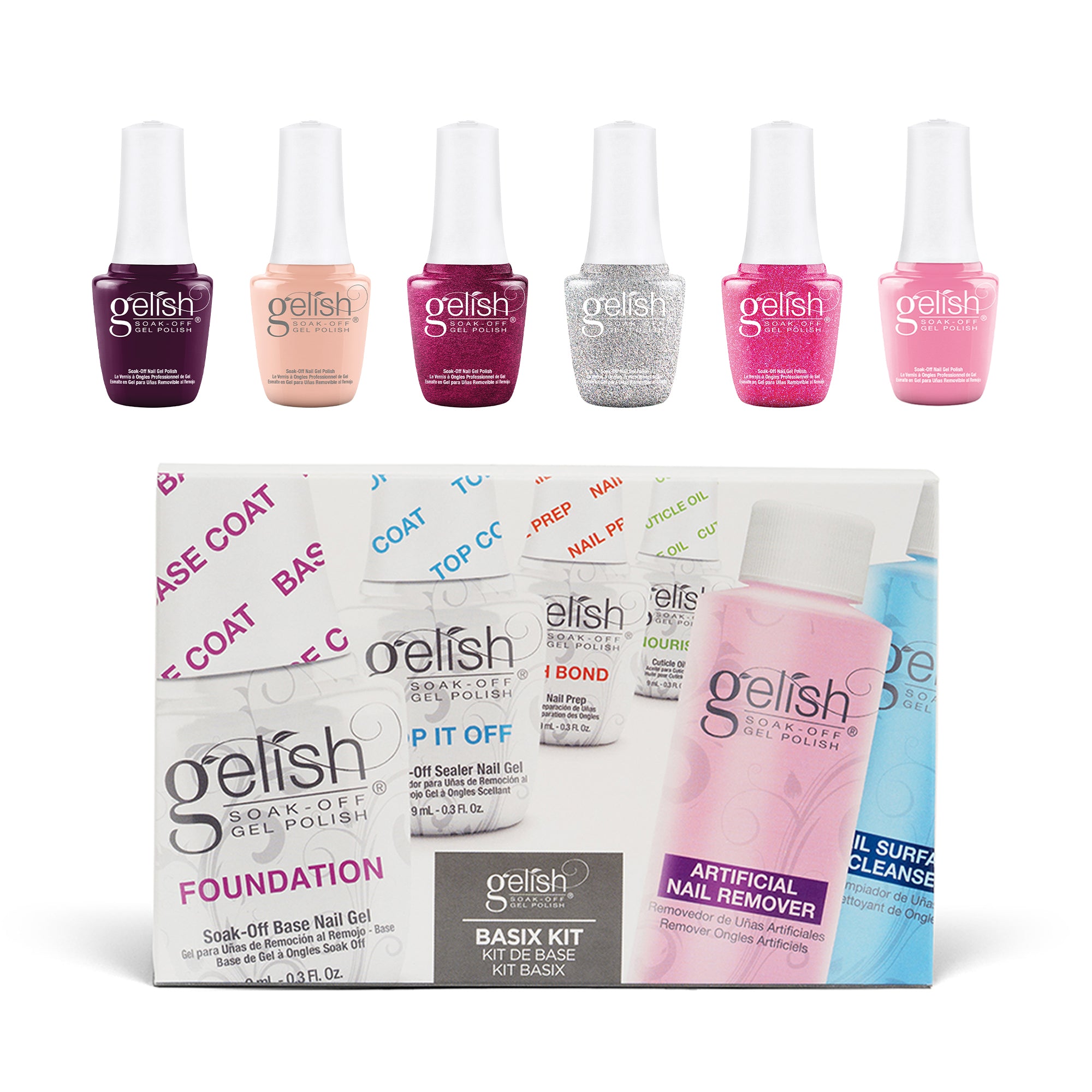 Gelish Forever Fabulous Collection 9 mL Soak Off Gel Polish Set & Basix Care Kit - VMInnovations