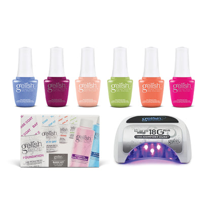 Gelish 2021 9mL Feel the Vibes Gel Nail Polish, 36 Watt LED & Basix Care Kit - VMInnovations