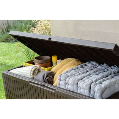 Keter 243547 Springwood 80 Gallon Resin Outdoor Storage Deck Box (For Parts)