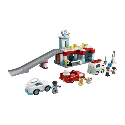 Parking Garage and Car Wash 112 Piece Kit with 3 Minifigures (Open Box)