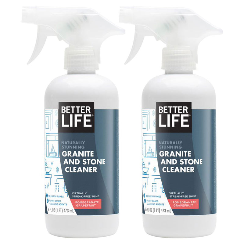 Better Life Granite & Stone Cleaner, Pomegranate Grapefruit, 16 Ounces (2 Pack)