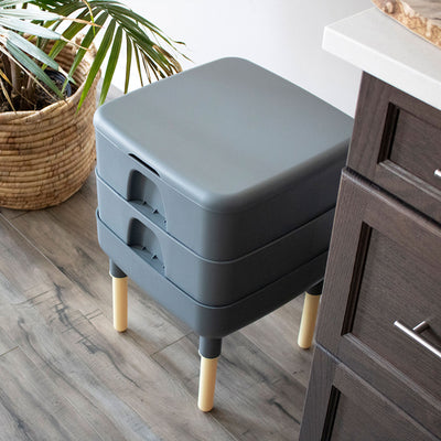 FCMP Outdoor Essential Living 6 Gallon Worm Composter Bin w/ Garden Trays, Gray (Refurbished)