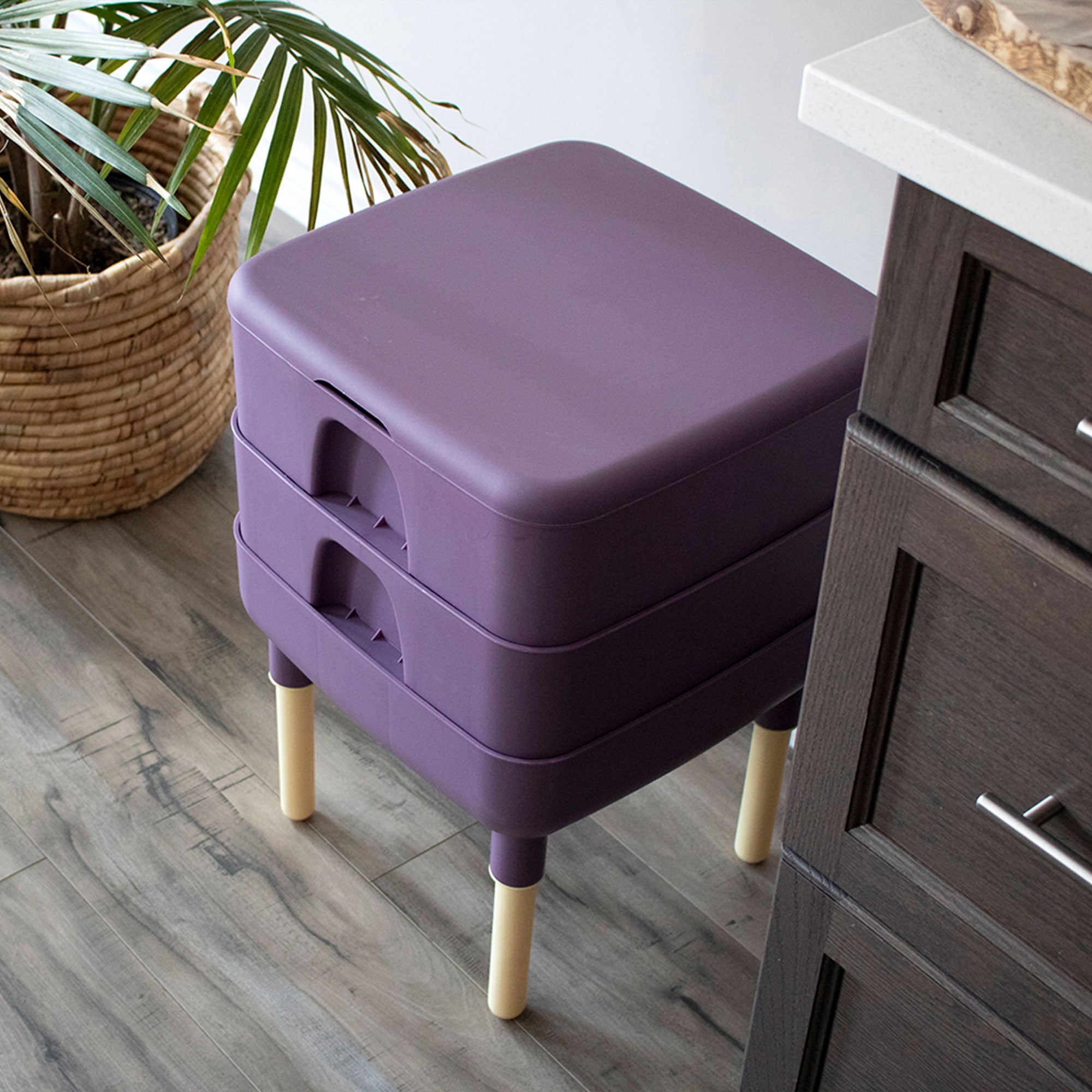 FCMP Outdoor Essential 6 Gallon Worm Composter Bin w/ Garden Trays, Plum (Used) - VMInnovations