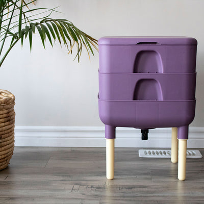 FCMP Outdoor Essential 6 Gallon Worm Composter Bin w/ Garden Trays, Plum (Used) - VMInnovations