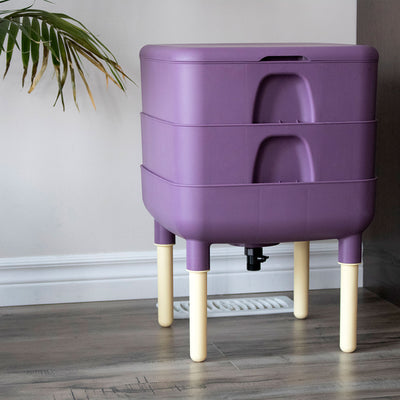 FCMP Outdoor Essential 6 Gallon Worm Composter Bin w/ Garden Trays, Plum (Used) - VMInnovations