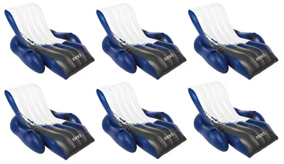Intex Inflatable Floating Comfortable Recliner Lounges with Cup Holders (6 Pack)