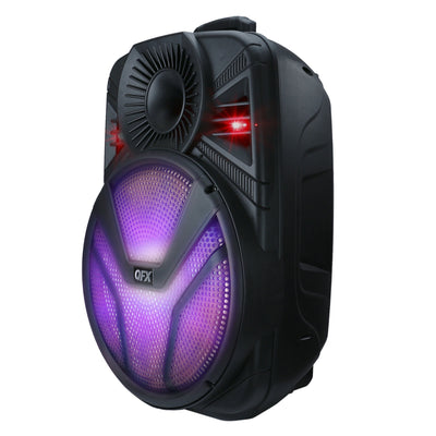 QFX 15 Inch Rechargeable Bluetooth Speaker System with LED Lights and Microphone