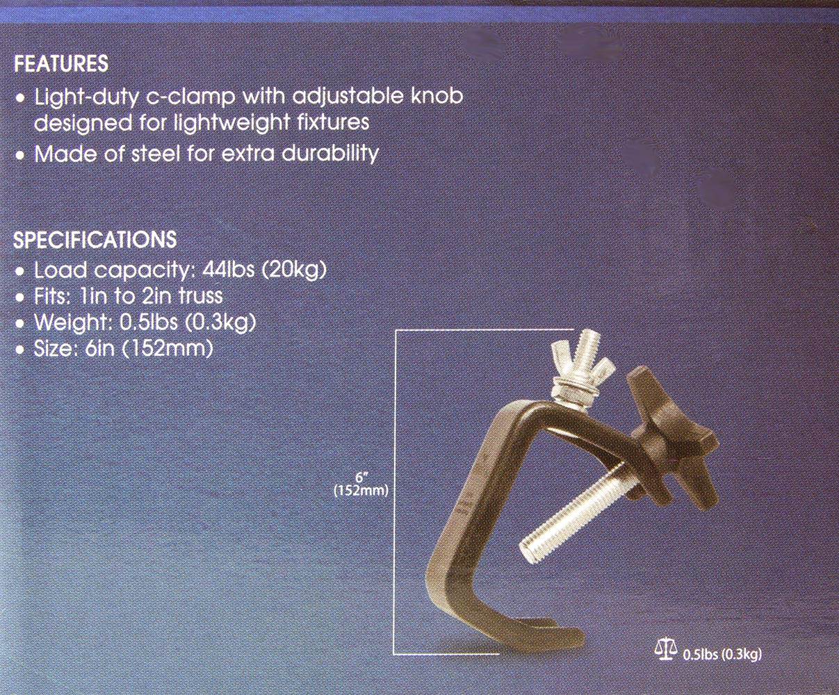 Chauvet CLP-03 Standard 6" C Clamp DJ 1-2" Truss Light Mounting 44 lbs Capacity (Open Box)