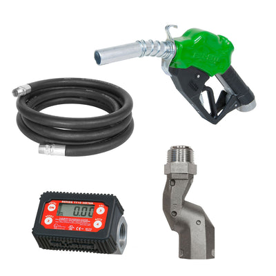 Fill-Rite 1" x 20' Discharge Hose w/ Digital Meter, Auto Nozzle (Green) & Swivel