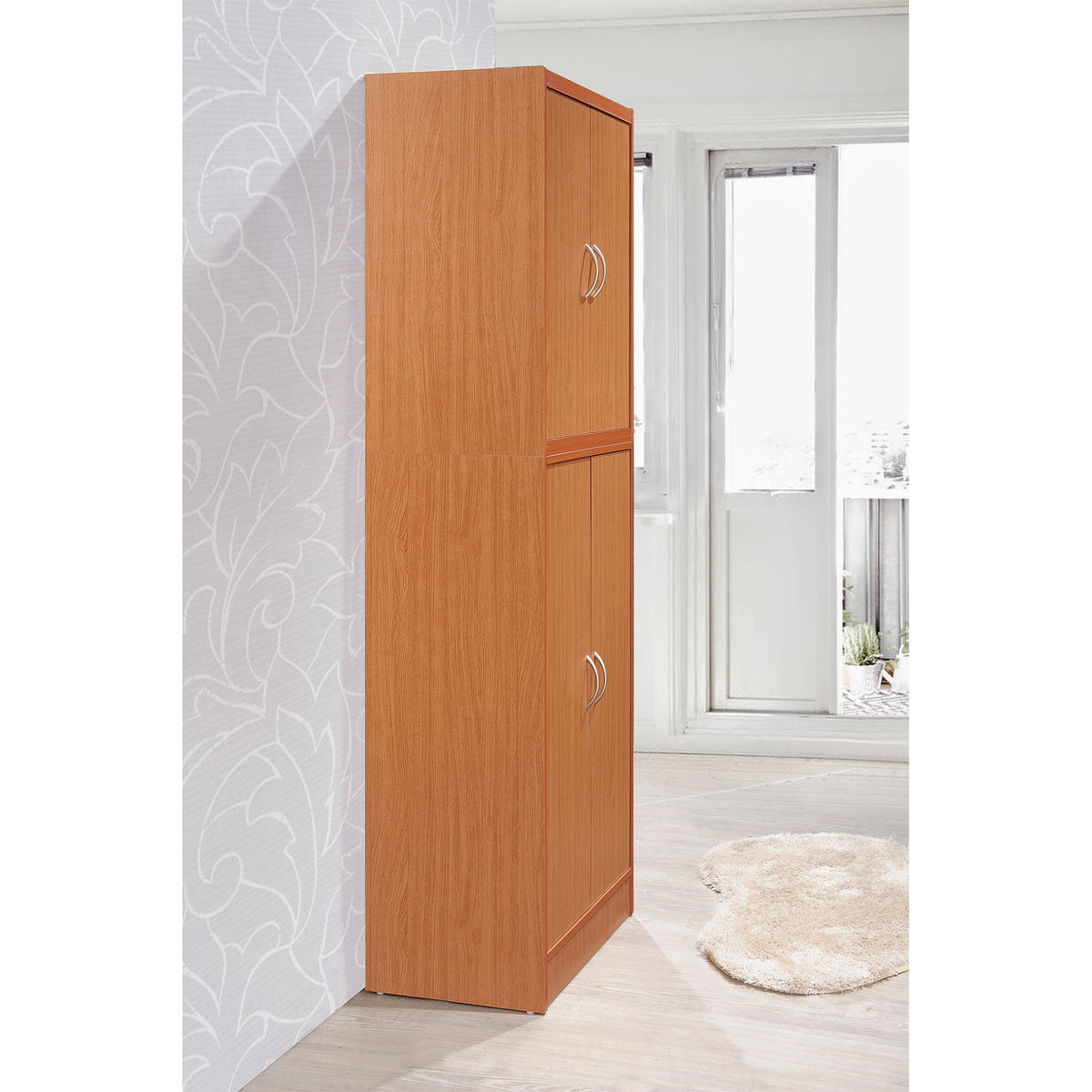 Hodedah Dining Room Storage 4 Door Kitchen Pantry China Cabinet (Open Box)