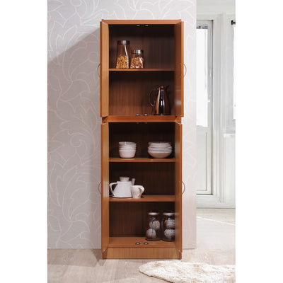 Hodedah Dining Room Storage 4 Door Kitchen Pantry China Cabinet (Open Box)