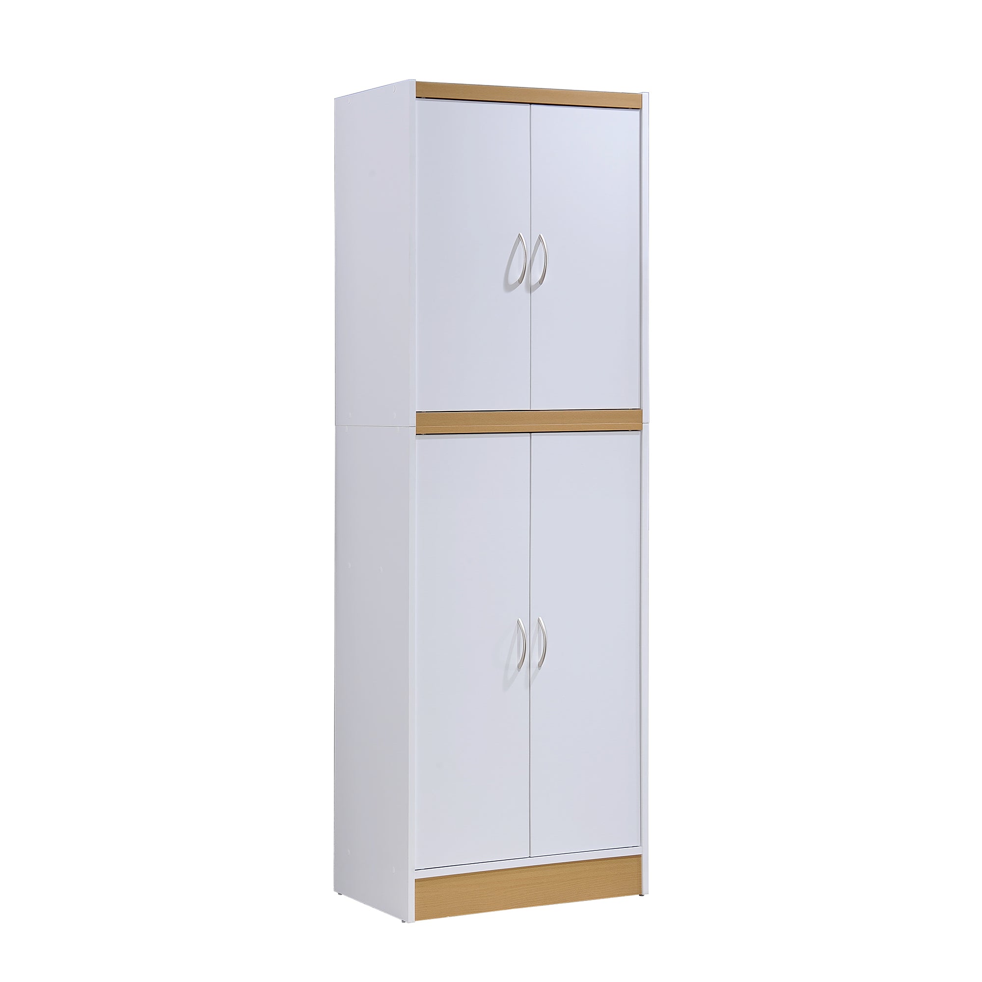 Hodedah HI224 Dining Room Storage 4 Door Kitchen Pantry China Cabinet(Open Box)