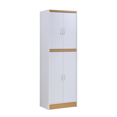 Hodedah HI224 Dining Room Storage 4 Door Kitchen Pantry China Cabinet(Open Box)