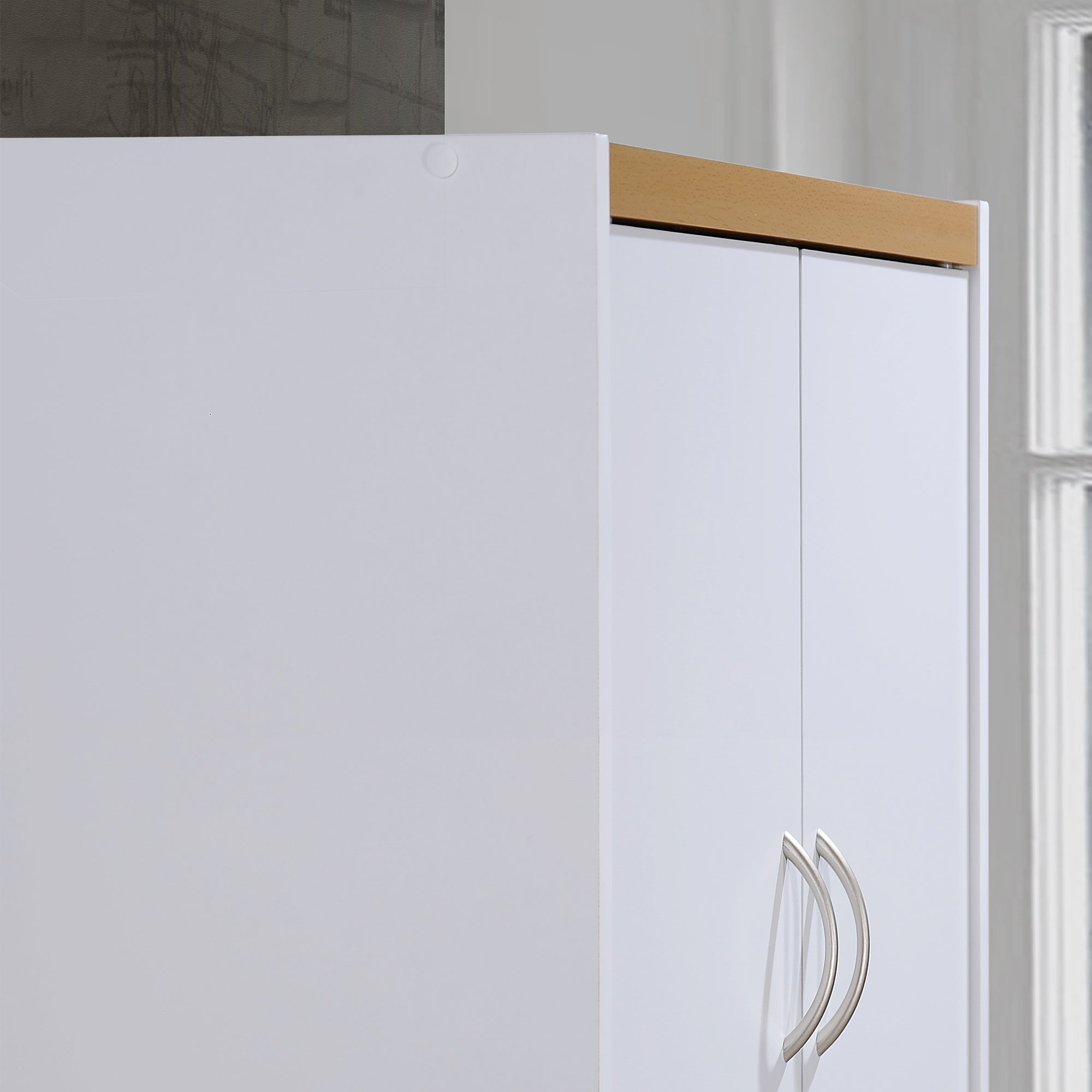 Hodedah HI224 Dining Room Storage 4 Door Kitchen Pantry China Cabinet(Open Box)