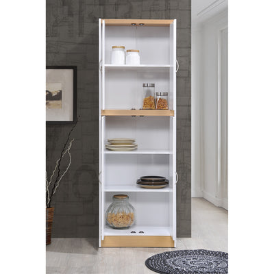 Hodedah HI224 Dining Room Storage 4 Door Kitchen Pantry China Cabinet(Open Box)