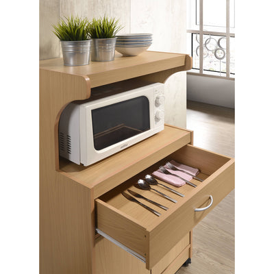 Hodedah Wheeled Kitchen Microwave Cart with Drawer and Cabinet Storage (Used)