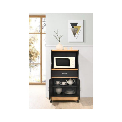 Hodedah Wheeled Microwave Island Cart w/ Drawer & Cabinet Storage (Open Box)