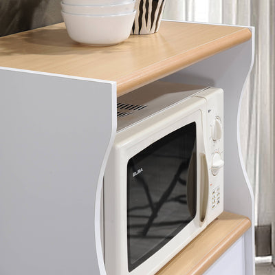 Hodedah Wheeled Microwave Island Cart with Drawer and Cabinet Storage (Open Box)