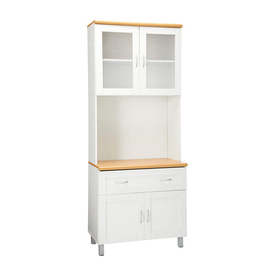 Hodedah HIK92 Kitchen China Cabinet with Transparent Doors and 4 Shelves, White