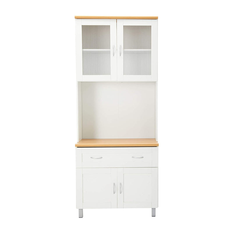Hodedah HIK92 Kitchen China Cabinet with Transparent Doors and 4 Shelves, White