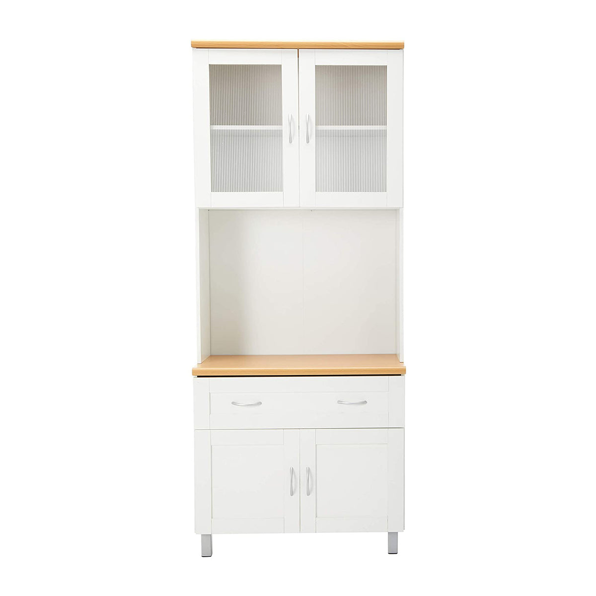 Hodedah Kitchen China Cabinet w/Transparent Doors, 4 Shelves, White (For Parts)