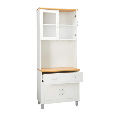 Hodedah HIK92 Kitchen China Cabinet with Transparent Doors and 4 Shelves, White