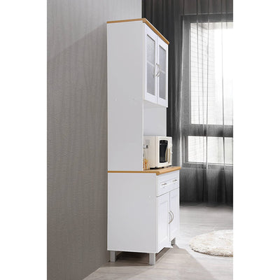 Hodedah HIK92 Kitchen China Cabinet with Transparent Doors and 4 Shelves, White
